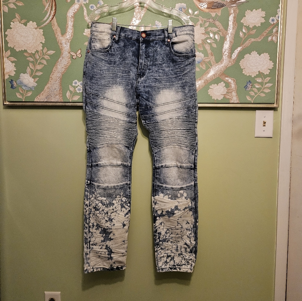 Demoltion Mens Washed Out Bleached Jeans Size 36